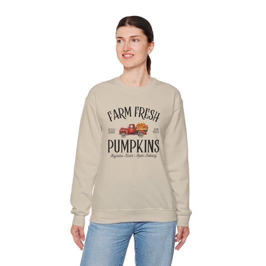 Farm Fresh Pumpkins Graphic Sweatshirt – Vintage Truck Fall Design