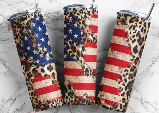 American Flag, Leopard, 20 oz. Stainless Steel Tumbler