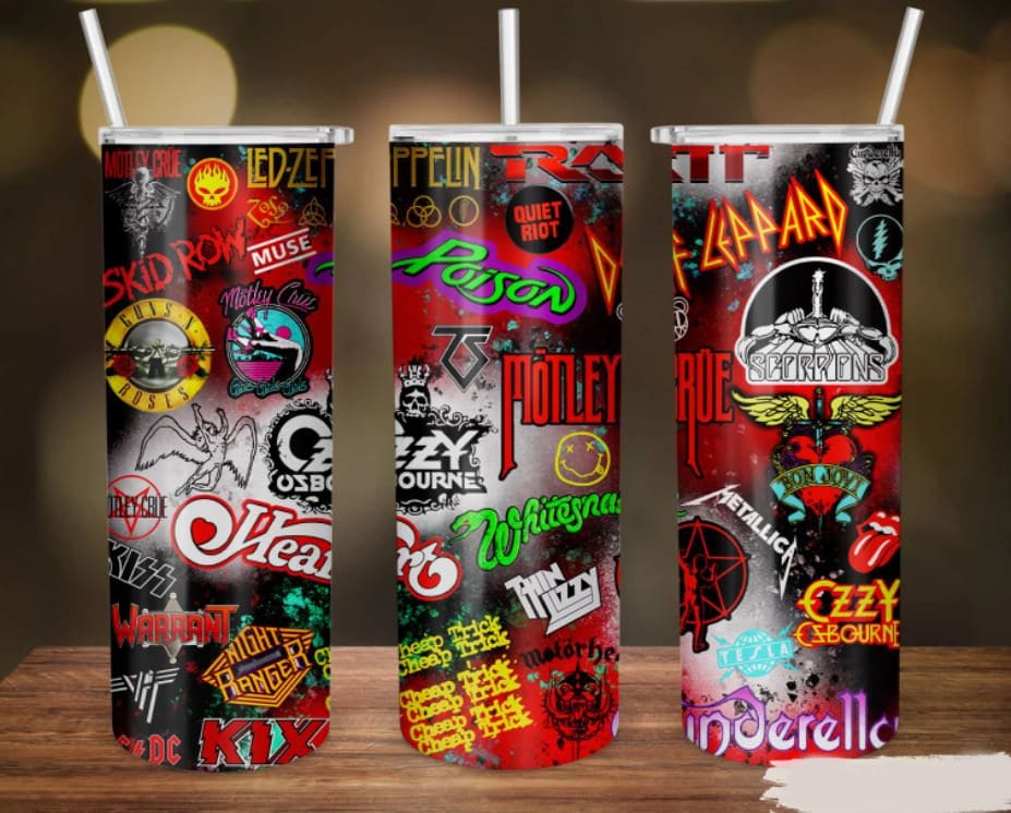 80s 90s Rock, Classic Rock Bands, Vintage Rock Bands, Classic Rock Gift, Rock Band Tumbler, 20 oz. Skinny Tumbler