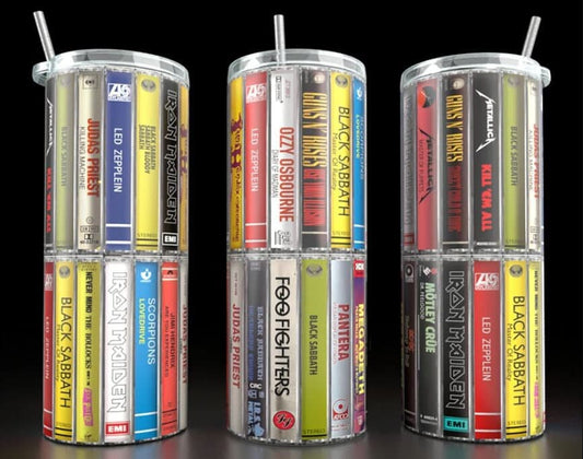 80's 90's Rock Bands, Casette Tapes, Classic Rock, Gift for music lover, 20 oz. Skinny Tumbler,