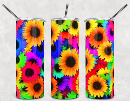 Vivid Sunflower design, 20 oz Stainless Steel Tumbler