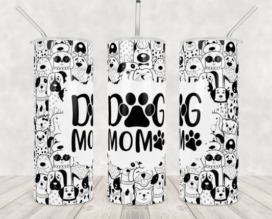 20 oz Skinny Tumbler, Dog Mom, Stainless Steel Tumbler