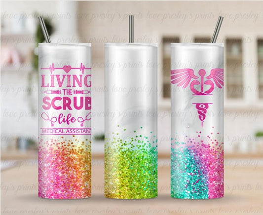 Medical Assistant, Rainbow, Glitter, 20 oz. Stainless Steel Tumbler