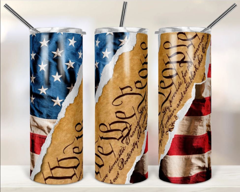 We the People, American Flag, Patriotic gift, Declaration of Independence, 20 oz. Stainless Steel Tumbler