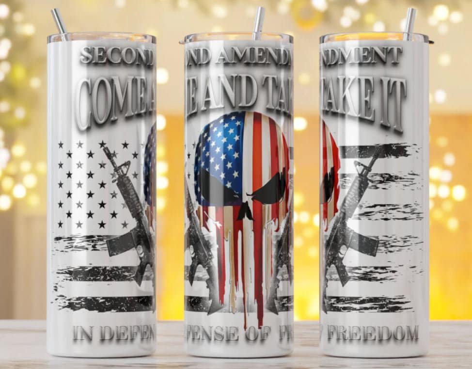 Patriotic, 2nd Amendment, Patriot gift, American flag, for love of our country, 20 oz Skinny Tumbler