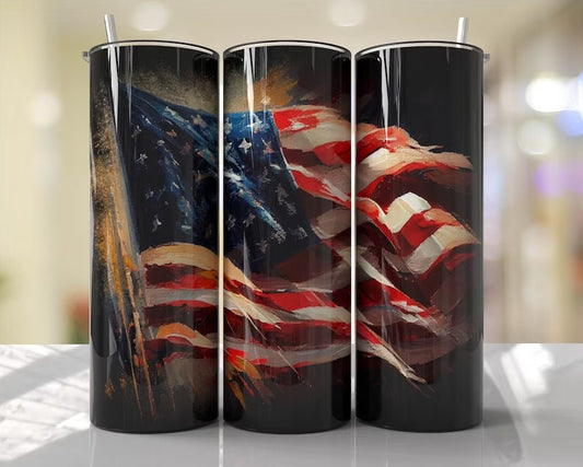 American Flag, USA, 4th of July, Patriotic, 20 oz. Stainless Steel Tumbler