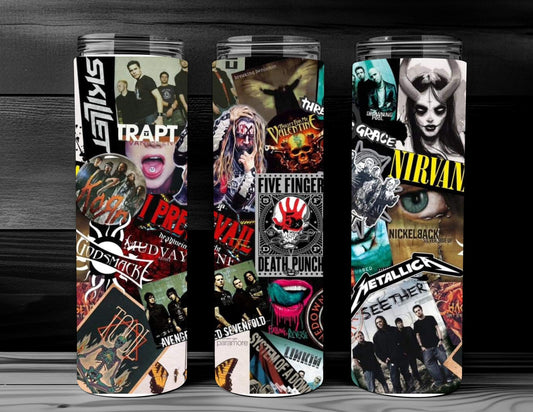 90's Rock Bands, Heavy Metal Rock, Heavy Metal Bands, Rock Band Tumbler, Grunge Music, 20 oz. Skinny Tumbler