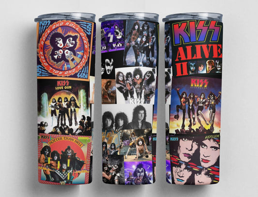 KISS, 80's 90's Rock Band, Hair Metal, Glam Rock, Classic Rock Band, 20 oz. Skinny Tumbler,