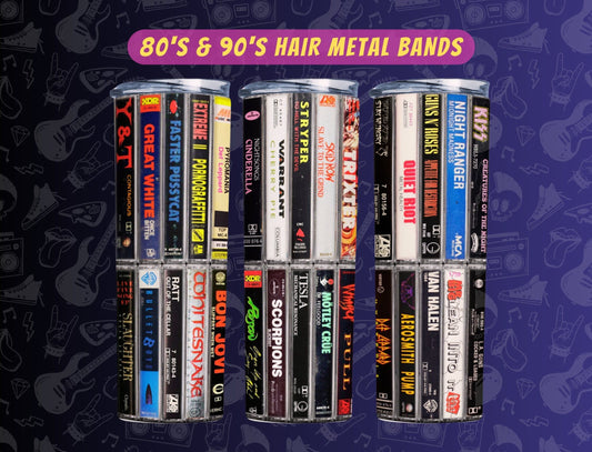 80s & 90s Hair Bands, Glam Metal, Cassette Tape Tumbler, Classic Rock Bands, Vinatge Rock Bands, 20oz. Stainless Steel Tumbler