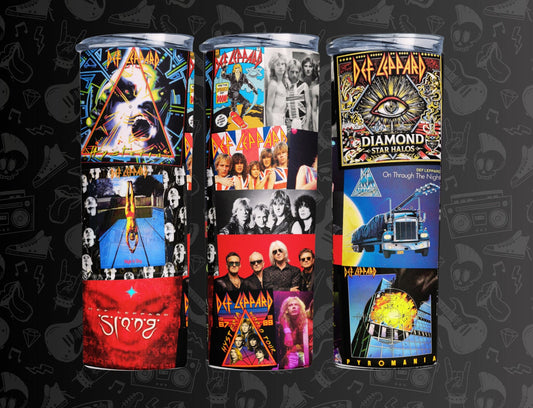 Def Leppard, 80's 90's Rock Band, Hair Metal, Glam Rock, Classic Rock Band, Rock and Roll, 20 oz. Stainless Steel Skinny Tumbler