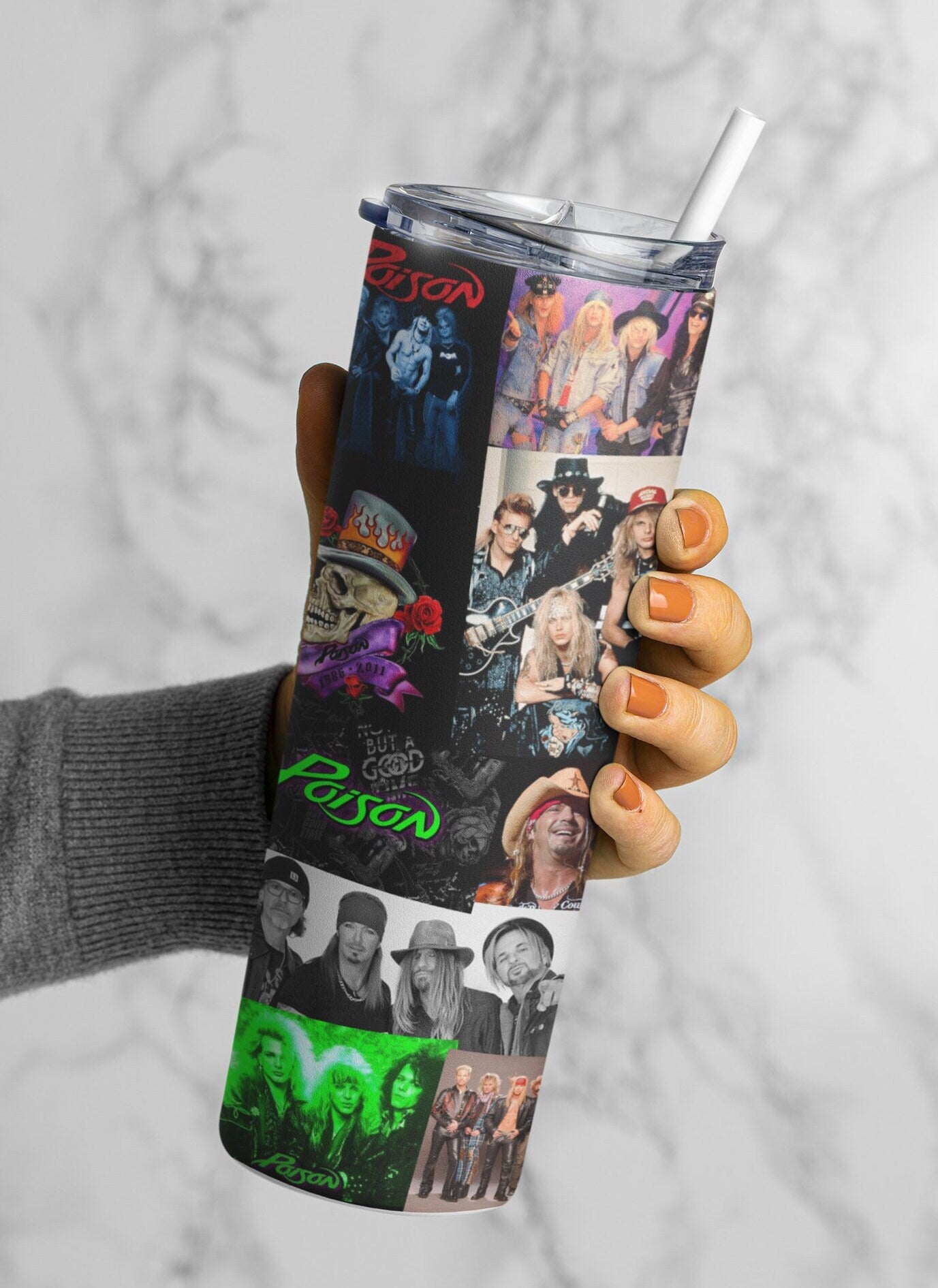 Poison, 80's 90's Rock Band, Hair Metal, Glam Rock, Classic Rock Band, 20 oz. Skinny Tumbler,