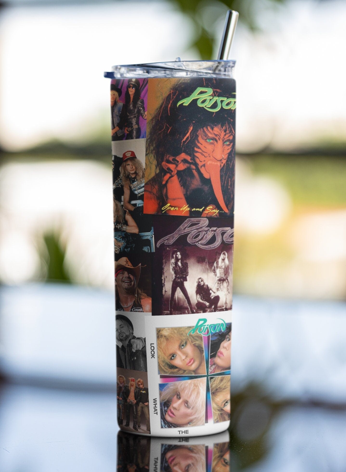 Poison, 80's 90's Rock Band, Hair Metal, Glam Rock, Classic Rock Band, 20 oz. Skinny Tumbler,