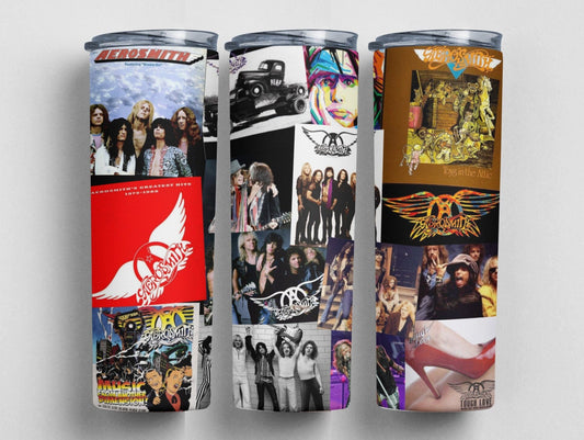 Aerosmith, 70's 80's 90's Rock Band, Aerosmith, Hair Metal, Glam Rock, Classic Rock Band, 20 oz. Skinny Tumbler,