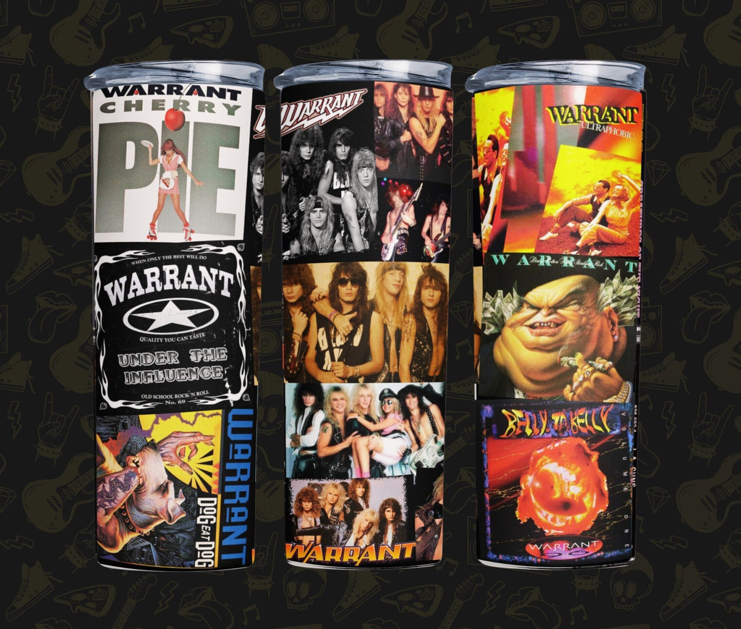 Warrant, 80's 90's Rock Band, Hair Metal, Glam Rock, Classic Rock Band, Rock and Roll, 20 oz. Stainless Steel Skinny Tumbler